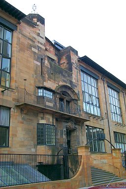 The main entrance to the Glasgow School of Art, Renfrew Street