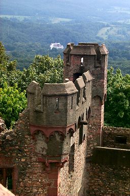 A view over the castle with a second castle in the background
