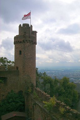 Tower with a flag at Schloss Auerbach