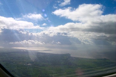 View over Bristol Channel shortly after take-off