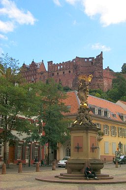 Old town Heidelberg with the castle in the background