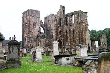 Picture of Elgin cathedral and cemetery in the rain