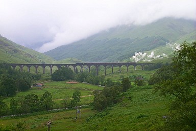 Picture of the Glenfinnan Viaduct with the Jacobite Steam Train