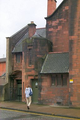 Picture of Imke at the entrance of Queen's Cross Church