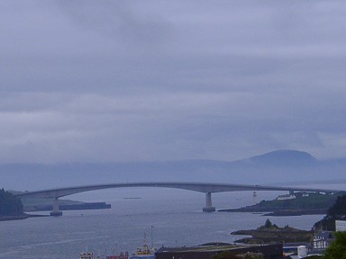 Picture of the Skye Bridge, low clouds behind it