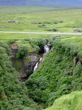 Picture of a waterfall going into a gorge