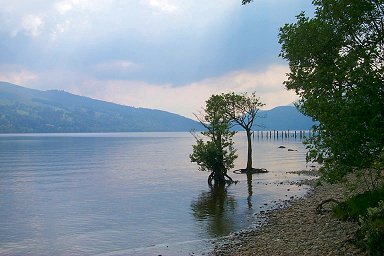 Picture of a view over a calm loch (lake)