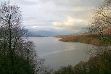 Picture of a view over a loch from a viewpoint on a small hill