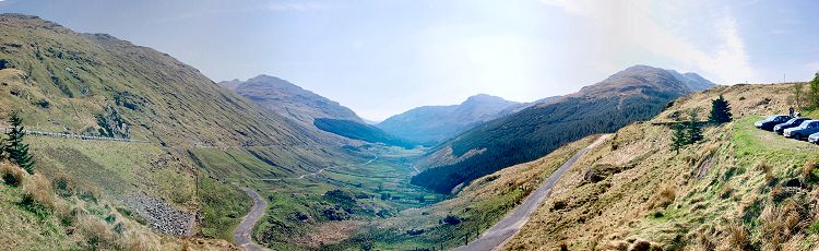 Picture of a panoramic view over Glen Croe from Rest and be Thankful