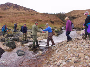 Picture of an improvised bridge over a burn