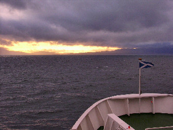 Picture of the clouds breaking up over the Sound of Islay