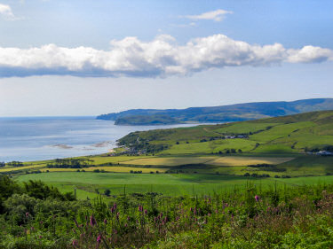 Picture of the east coast of Kintyre with Davaar Island