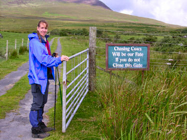 Picture of Imke at the gate to the entrance of Ardtalla