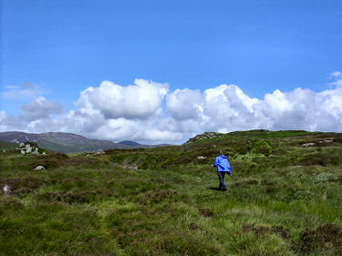 Picture of Imke walking into the hills past Ardtalla