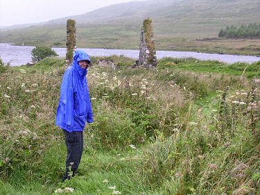 Picture of Imke in the rain at Finlaggan