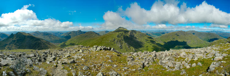 Picture of a panoramic view over the Arrochar Alps