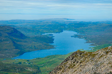 View of Loch Assynt from Conival Picture of a view over a lake from high up