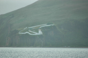 Picture of a lighthouse in the rain