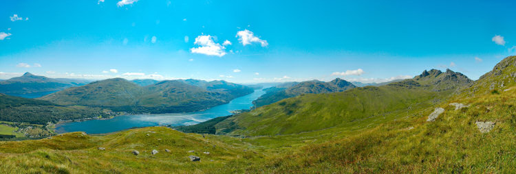 Picture of a panoramic view over mountains and lochs