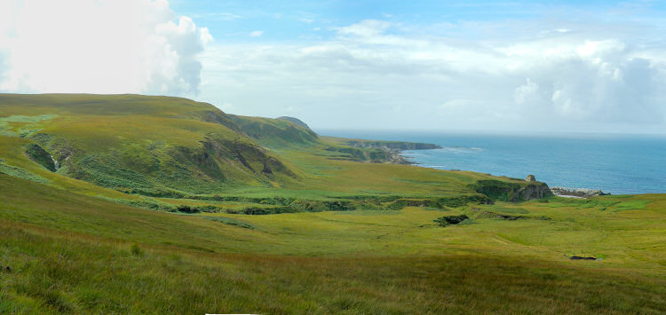 Picture of a panoramic view over raised beaches on a north coast