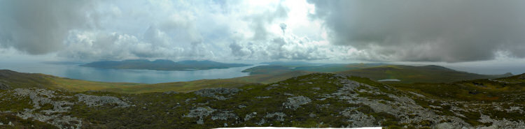 Picture of a wide panorama looking over the north of Islay