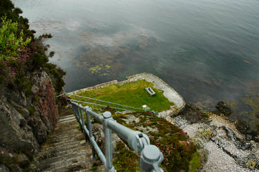 Picture of a view down stairs on to a jetty