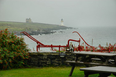 Picture of garden overlooking the sea in the rain
