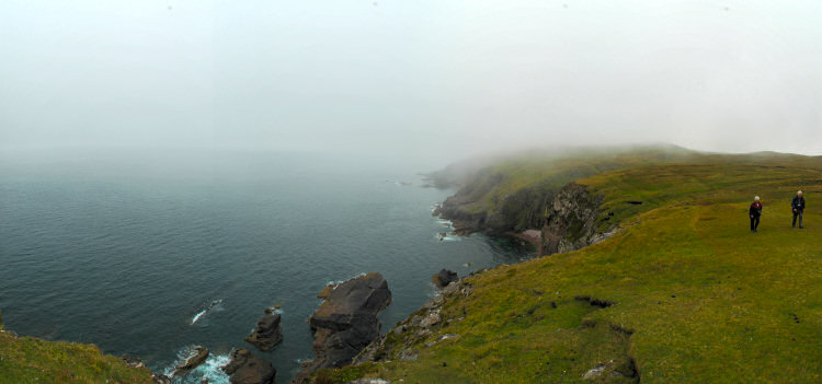 Picture of a coastline with mist rolling in