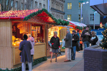 Picture of stalls at a Christmas market