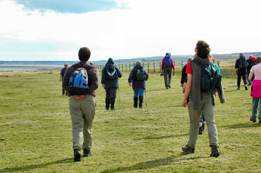 Picture of walkers on grassy dunes
