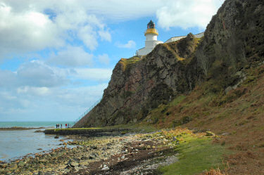 Picture of a lighthouse from the shore below