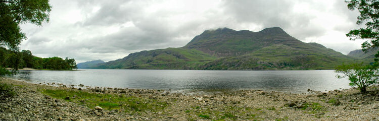 Picture of a panoramic view of a mountain over a loch (lake)