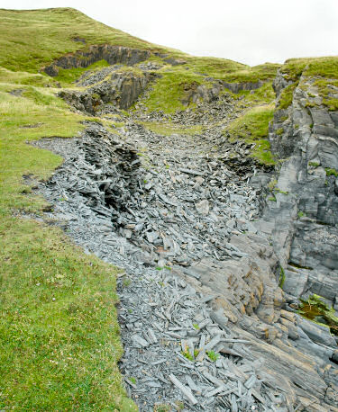 Picture of the remains of an old slate quarry
