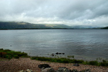 Picture of a view over a loch (lake), low clouds above