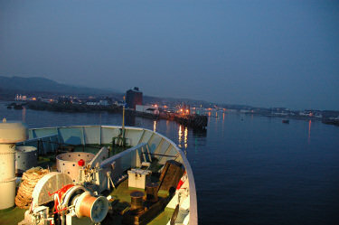 Picture of a harbour almost in darkness