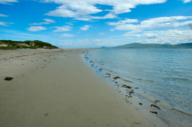 Picture of a beach stretching along a sea loch