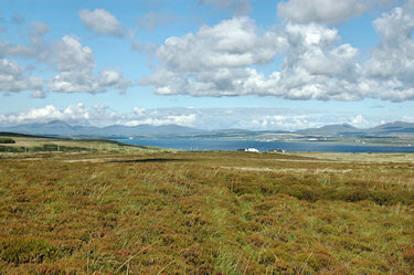 Picture of a view over low hills to a sea loch