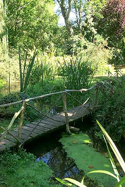 A simple bridge over a stream in Heale Garden