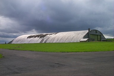 One of the old hangars on the airfield