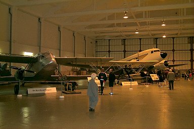In the hangar: A De Havilland and a DC 3