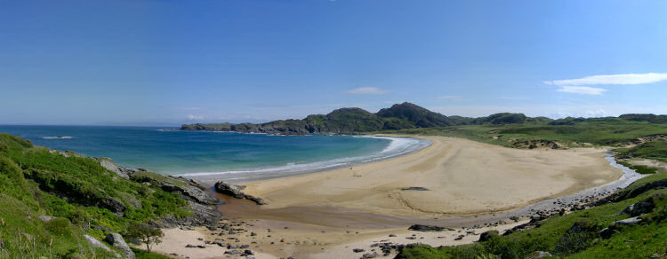 Panoramic view over a sandy bay