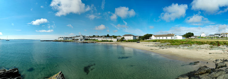 Picture of Port Charlotte, a shore village on the Isle of Islay with white washed houses