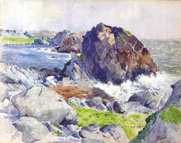 Painting of rocks at Islay's coastline